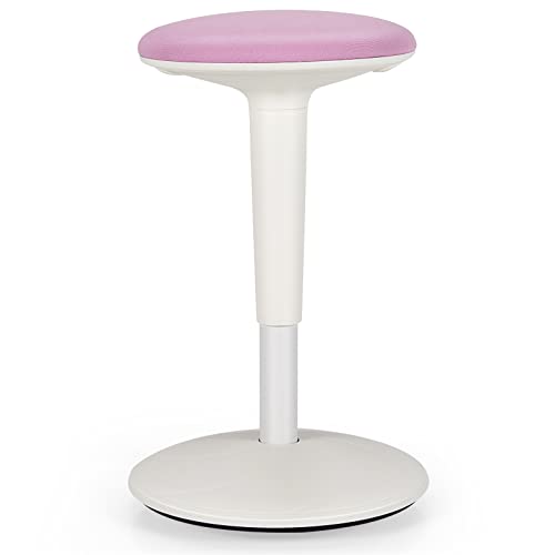 Giantex Wobble Stool Height-Adjustable Standing Desk Stool W/ Swivel, Tilt Motion, Premium Airlift, Wiggle Chair for Flexible Seating, for Junior, Home, Office, School Active Chair (Pink+White)