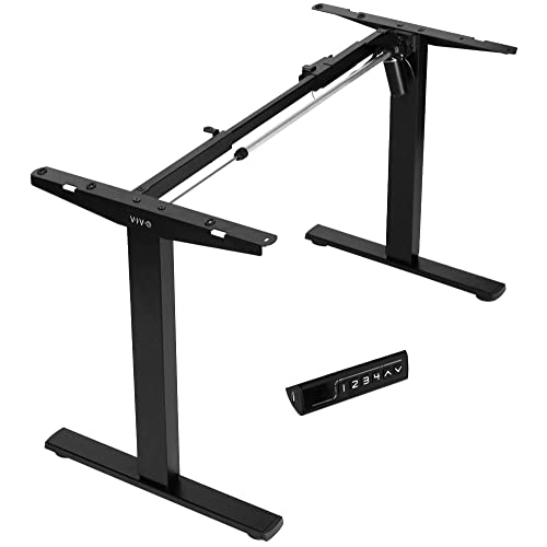 VIVO Electric Stand Up Desk Frame Workstation, Frame Only, Single Motor Ergonomic Standing Height Adjustable Base with Memory Controller, Black, DESK-V100EBY