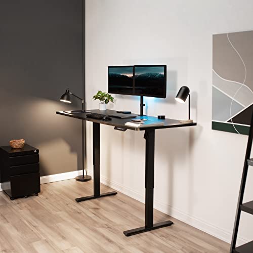 VIVO Electric Stand Up Desk Frame Workstation, Frame Only, Single Motor Ergonomic Standing Height Adjustable Base with Memory Controller, Black, DESK-V100EBY