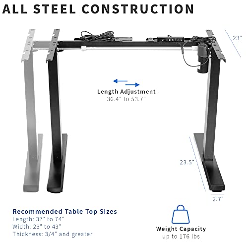 VIVO Electric Stand Up Desk Frame Workstation, Frame Only, Single Motor Ergonomic Standing Height Adjustable Base with Memory Controller, Black, DESK-V100EBY