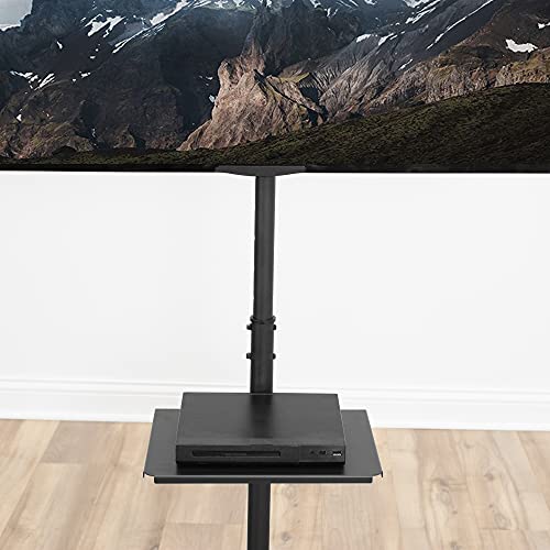 VIVO TV Floor Stand for 13 to 50 inch Flat Panel LED LCD Plasma Screens, Portable Display Height Adjustable Mount with Storage Shelf, Black, STAND-TV07-S