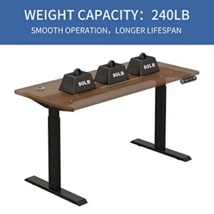 Jceet Dual Motor Electric Standing Desk - 63 x 30 Inch Adjustable Height Sit Stand Computer Desk with Splice Board, Stand Up Desk Table for Home Office, Rustic Brown Top(with Radian)