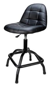 performance tool w85031 pneumatic high back adjustable swivel bar stool with back support for home, bar, and shop, black, 26-32 inches high