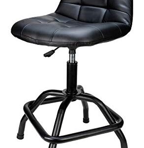 Performance Tool W85031 Pneumatic High Back Adjustable Swivel Bar Stool with Back Support for Home, Bar, and Shop, Black, 26-32 inches High