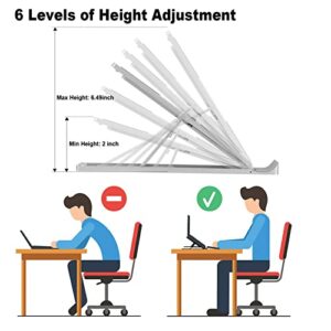 Laptop Stand for Desk, Adjustable Ergonomic Portable Aluminum Laptop Holder, Compatible with MacBook Air Pro, HP, Lenovo, Dell, More 9-15.6” Laptops (Silver)