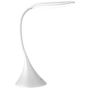 Amtone LED Swan Light Desk and Table Lamp, Flexible Gooseneck, USB and Battery Operated, 3 Way Touch Dimmer, 120 Lumens, White - Ideal for Reading, Writing, Studying and Crafts