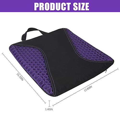 CAR-GRAND Gel Seat Cushion for Long Sitting Soft and Breathable, Honeycomb Gel Cushion for Car Or Wheelchair Reduce Sweat Gel Chair Cushion for Hip Pain Gel Seat Cushion for Office Chair (Purple)