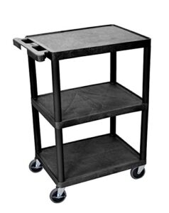 luxor stc222-b 3-shelf utility cart, black