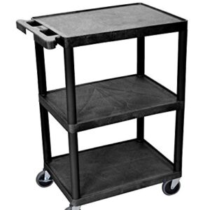 LUXOR STC222-B 3-Shelf Utility Cart, Black