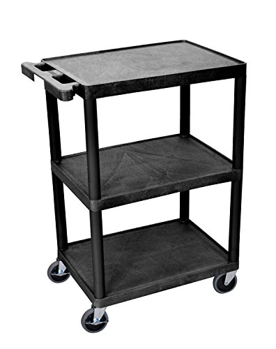 LUXOR STC222-B 3-Shelf Utility Cart, Black