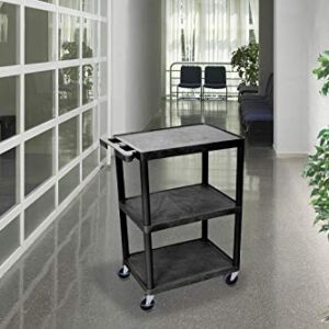 LUXOR STC222-B 3-Shelf Utility Cart, Black