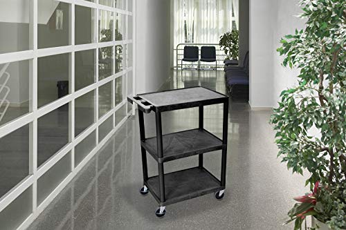 LUXOR STC222-B 3-Shelf Utility Cart, Black