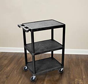 LUXOR STC222-B 3-Shelf Utility Cart, Black