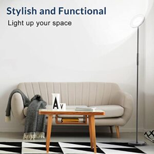SHINESTAR LED Floor Lamp, 30W/2500LM Bright Sky Floor Lamp, Stepless Dimming and 3 Color Temperatures, Bluetooth WiFi and Touch Control, for Living Room, Bedroom, Office (Black)