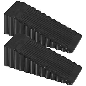 tarose door stoppers for bottom of door, rubber door stops wedge, sturdy stackable doorstop works on all floor surfaces height up to 1 inches – 2 pack black