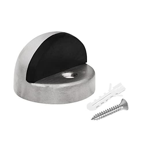 Premium Stainless Steel 316 Silicone Floor Mounted Door Stopper by NYCO Architectural Hardware- Heavy Duty Hemisphere Door Bumper for Wall Protection- Modern Universal Door Slam Stopper- 1.7”x1.3”