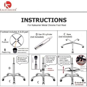 Kaleurrier Metal Chrome Foot Rest Foot Ring for Studio Drafting Chair Office Stool Salon Stool,16 inches Diameter