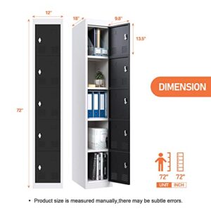 SUXXAN Kids Steel Storage Locker 5 Lockable Doors Steel Locker, Metal Office Locker Storage Cabinet，Kids Toy Safe Storage for Home and School (5 Door)