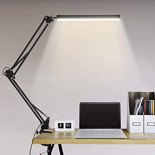 LED Desk lamp, 360 degree adjustable rotary desk lamp, metal bracket rocker arm, no flicker, anti blue light, multiple lighting modes and brightness, is a good helper for home office and reading.