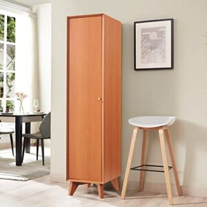 OKD Modern Storage Cabinet, 72" Tall Bathroom Cabinet with Adjustable Shelves, Wood Narrow Pantry for Home,Kitchen,Laundry,Utility Room, Hanging Rod Included (Cherry)