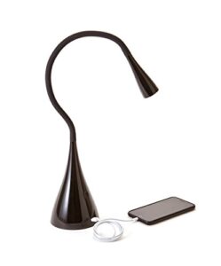 newhouse lighting black flexible touch sensor switch energy-efficient led goose neck desk lamp in 3000k warm white color temperature with usb 2.1a charging port​​