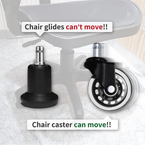 AXL Chair Glides to Replace Casters, Office Chairs Stationery Office Replacement Chair Without Wheels and High Bell Glides - Set of 5 Pack (High)