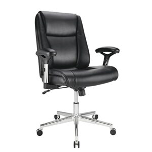realspace® densey bonded leather mid-back manager’s chair, black/silver