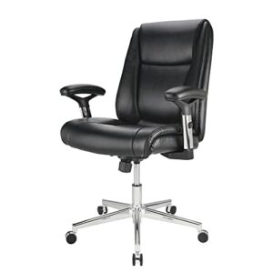 Realspace® Densey Bonded Leather Mid-Back Manager's Chair, Black/Silver