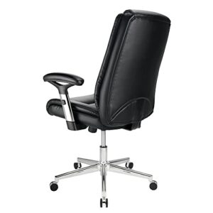 Realspace® Densey Bonded Leather Mid-Back Manager's Chair, Black/Silver