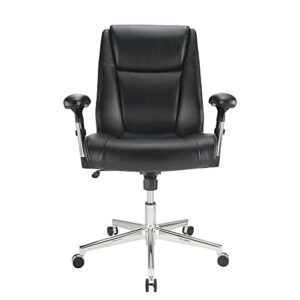 Realspace® Densey Bonded Leather Mid-Back Manager's Chair, Black/Silver