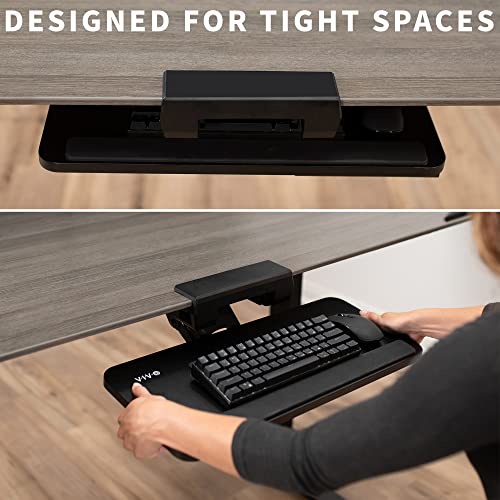 VIVO Extra Large Adjustable Computer Keyboard Tray with Slide-Out Mouse Platform, Ergonomic Under Table Tilting Desk Mount Shelf with Padding, Black, MOUNT-KB07B