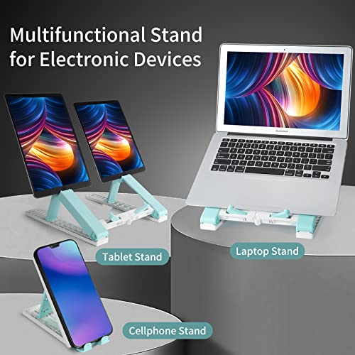OImaster Laptop Stand Phone Stand Set for Desk, Ergonomic Computer Stand Laptop Riser, Phone and Tablet Stand for Desk, Portable Laptop Elevator Holder Compatible with MacBook, Laptop,Tablet(10-17’’)