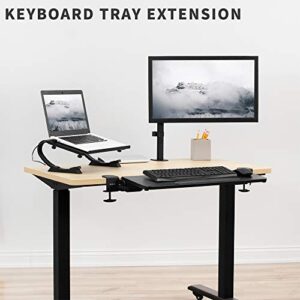 VIVO Clamp On Tilting Keyboard Tray, 26 (31 Including Clamps) x 9 inch Extension Platform for Typing and Mouse Work, Elbow and Arm Support Rest, Black, MOUNT-KB06H