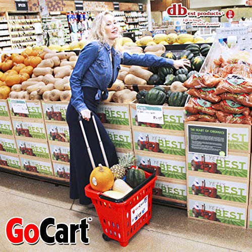 dbest products GoCart, Red Grocery Cart Shopping Laundry Basket on Wheels