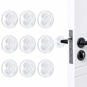 door stopper wall protector, adhesive bumper protector, reusable rubber door stops from door knobs, shock absorbent wall shield for door handle (clear-9 pcs)