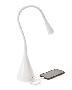 newhouse lighting nhgs-led-wh gooseneck led desk lamp, usb charging, touch dimming, 4.5″ x 26″ x 4.5″, white