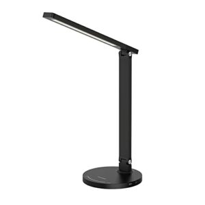 tanosee led desk lamp with usb charging, touch control reading table light with 5 brightness level, 5 lighting modes, small study lamps for home office (black)