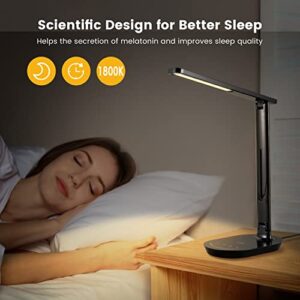 LASTAR Set of 2 LED Desk Lamp, Dimmable Eye-Protecting Table Lamps with Night Light, USB Charging Port, 4 Color Temperature Modes, 5 Brightness Levels, 1H Timer, Touch Control for Home Office Bedroom