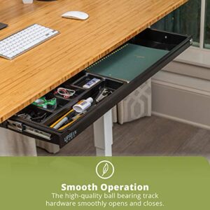 Uprite Ergo Under Desk Long Fit Pen & Pencil Drawer & Slim Organizer for Height Adjustable Desks (Black, 33 x 9.5)