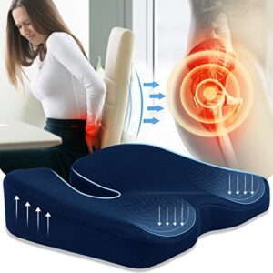 pressure relief seat cushion for long sitting, office chair cushion for sciatica pain, car seat cushion for truck driver, memory foam butt pillow for back, coccyx & tailbone pain relief cushion/pad