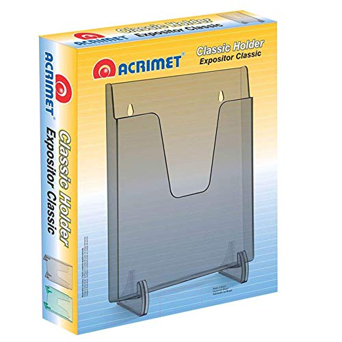 Acrimet Pocket File Holder Vertical Design Brochure Display (for Wall Mount or Countertop Use) (Removable Supports Included) (Letter Size) (Smoke Color)