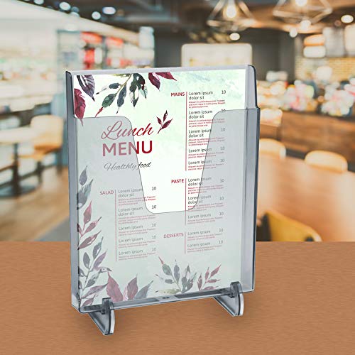 Acrimet Pocket File Holder Vertical Design Brochure Display (for Wall Mount or Countertop Use) (Removable Supports Included) (Letter Size) (Smoke Color)