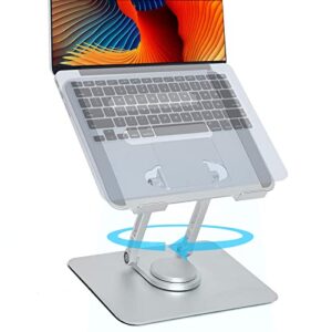 laptop stand 360 swivel adjustable – portable foldable ergonomic aluminum laptops holder for office work from home gifts compatible with 10 to 17 inch all macbook pro lenovo hp notebook computer