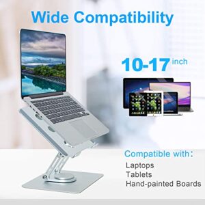 Laptop Stand 360 Swivel Adjustable - Portable Foldable Ergonomic Aluminum Laptops Holder for Office Work from Home Gifts Compatible with 10 to 17 Inch All MacBook Pro Lenovo HP Notebook Computer