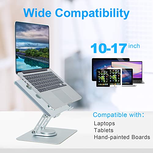 Laptop Stand 360 Swivel Adjustable - Portable Foldable Ergonomic Aluminum Laptops Holder for Office Work from Home Gifts Compatible with 10 to 17 Inch All MacBook Pro Lenovo HP Notebook Computer