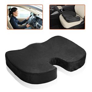 trobo seat cushion, car pillow for driving seat to improve sciatica, coccyx, hip and tailbone pain, ergonomic memory foam chair pad for lower back pain relief, perfect for long trips, home & office