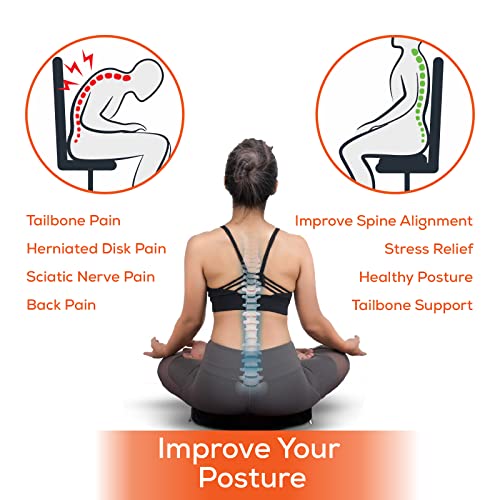 Trobo Seat Cushion, Car Pillow for Driving Seat to Improve Sciatica, Coccyx, Hip and Tailbone Pain, Ergonomic Memory Foam Chair Pad for Lower Back Pain Relief, Perfect for Long Trips, Home & Office