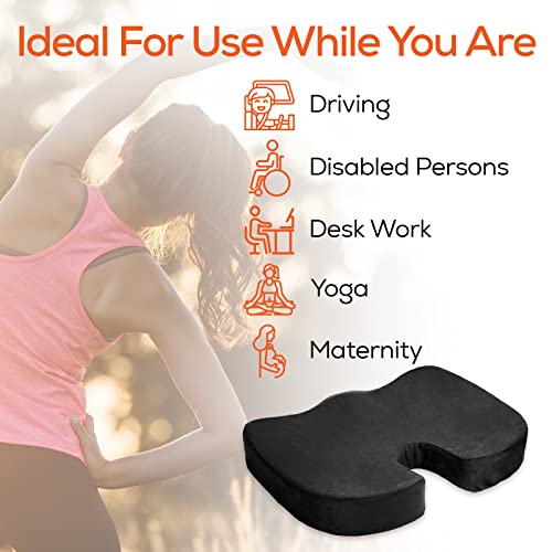 Trobo Seat Cushion, Car Pillow for Driving Seat to Improve Sciatica, Coccyx, Hip and Tailbone Pain, Ergonomic Memory Foam Chair Pad for Lower Back Pain Relief, Perfect for Long Trips, Home & Office