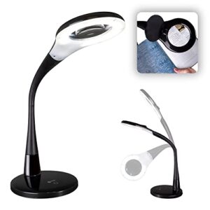 ottlite led desk lamp with adjustable magnifier, prevention designed to reduce eyestrain – adjustable flexible neck, 4 brightness settings & touch controls – crafting, reading & studying