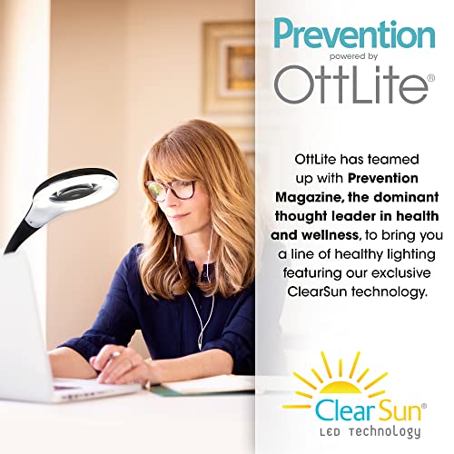 OttLite LED Desk Lamp with Adjustable Magnifier, Prevention Designed to Reduce Eyestrain - Adjustable Flexible Neck, 4 Brightness Settings & Touch Controls - Crafting, Reading & Studying